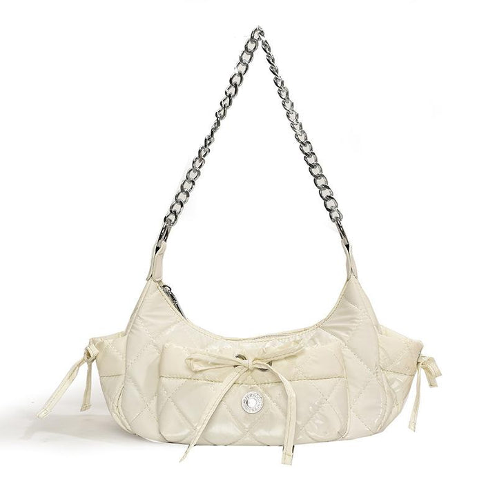 White Solid One Handle Shoulder Bag