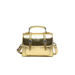 Gold Solid Two Handles Shoulder Bag