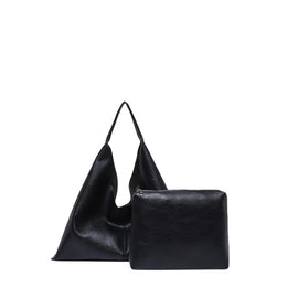 Black Solid One Handle Shoulder Bag