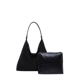 Black Solid One Handle Shoulder Bag