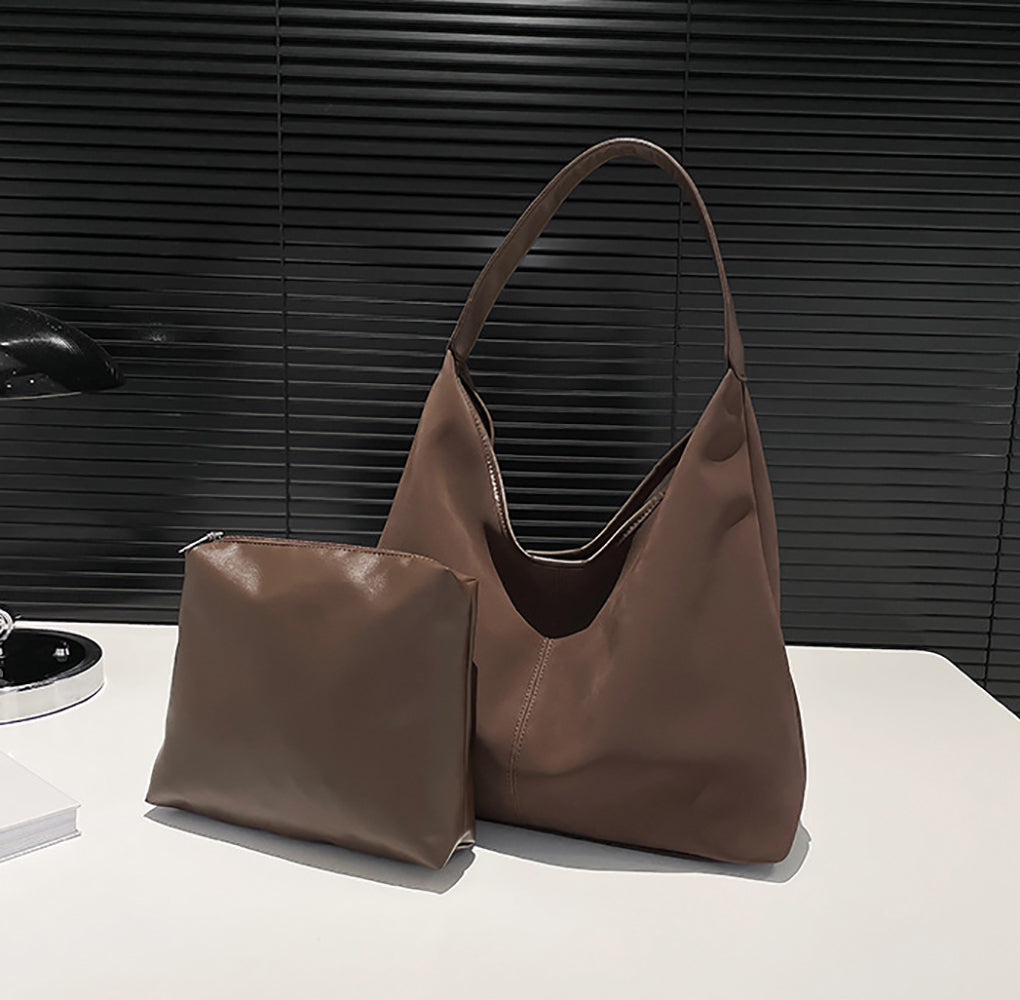 Coffee Solid One Handle Shoulder Bag