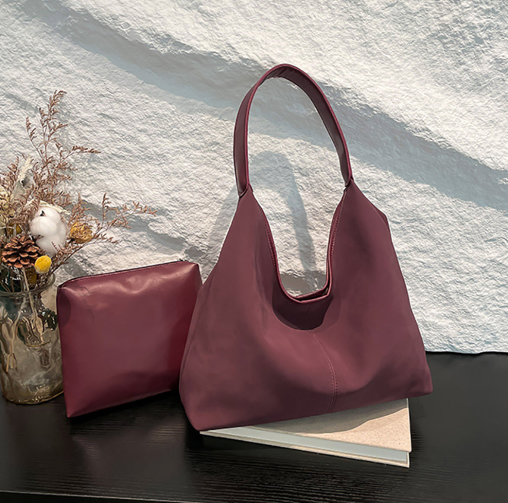 Red Solid One Handle Shoulder Bag