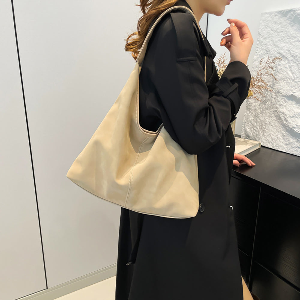 Khaki Solid One Handle Shoulder Bag