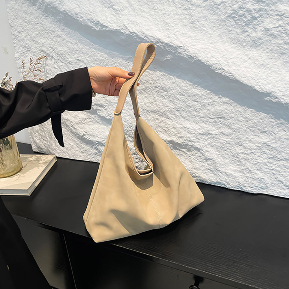 Khaki Solid One Handle Shoulder Bag