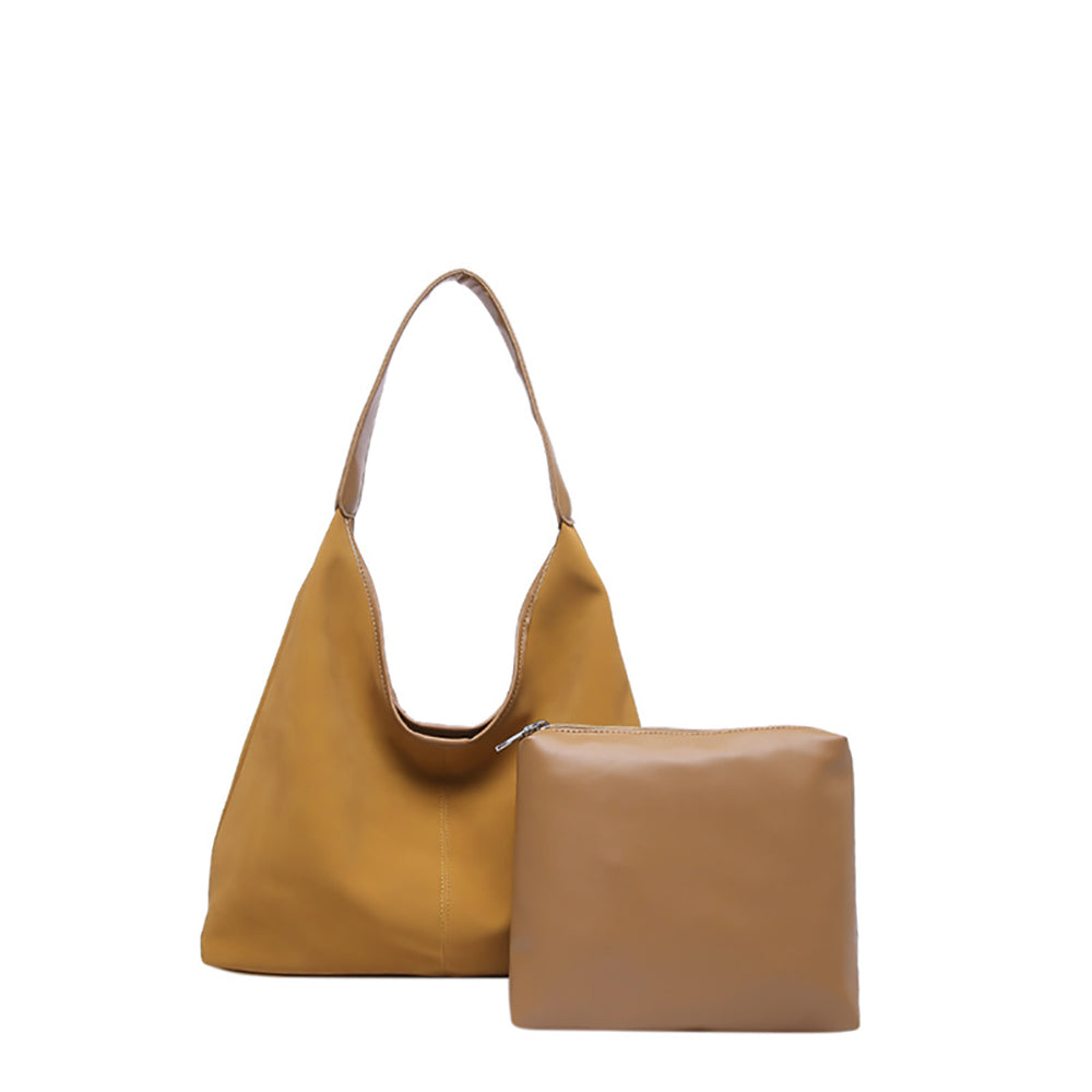 Brown Solid One Handle Shoulder Bag