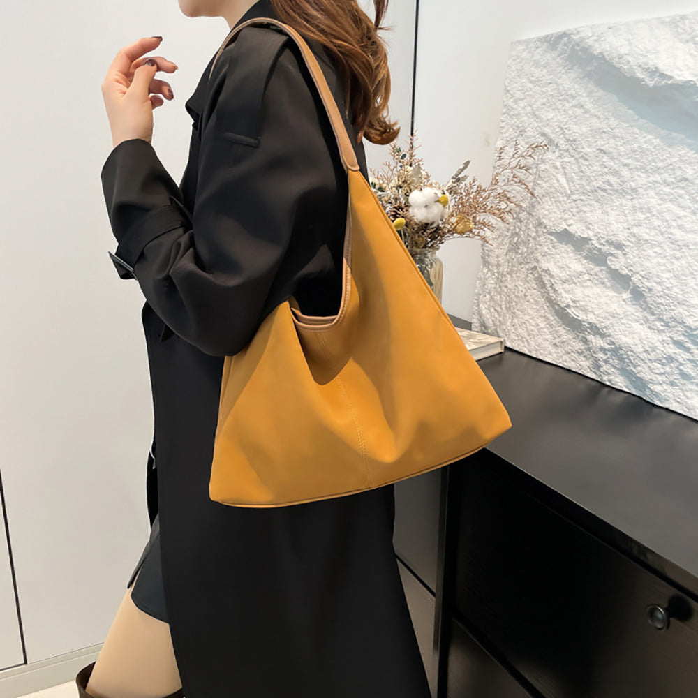 Brown Solid One Handle Shoulder Bag