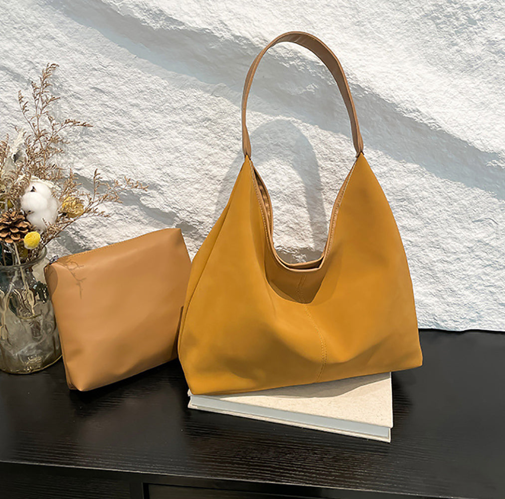 Brown Solid One Handle Shoulder Bag