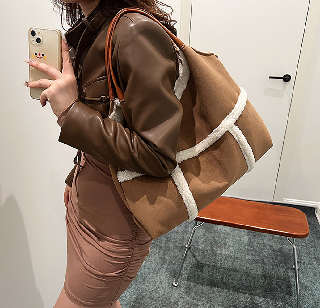 Suede Bucket Shoulder Bag