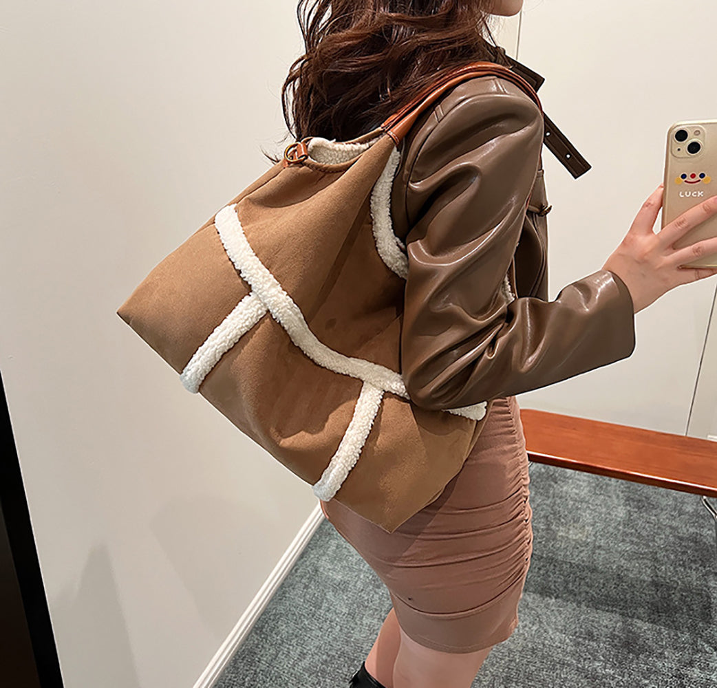 Suede Bucket Shoulder Bag