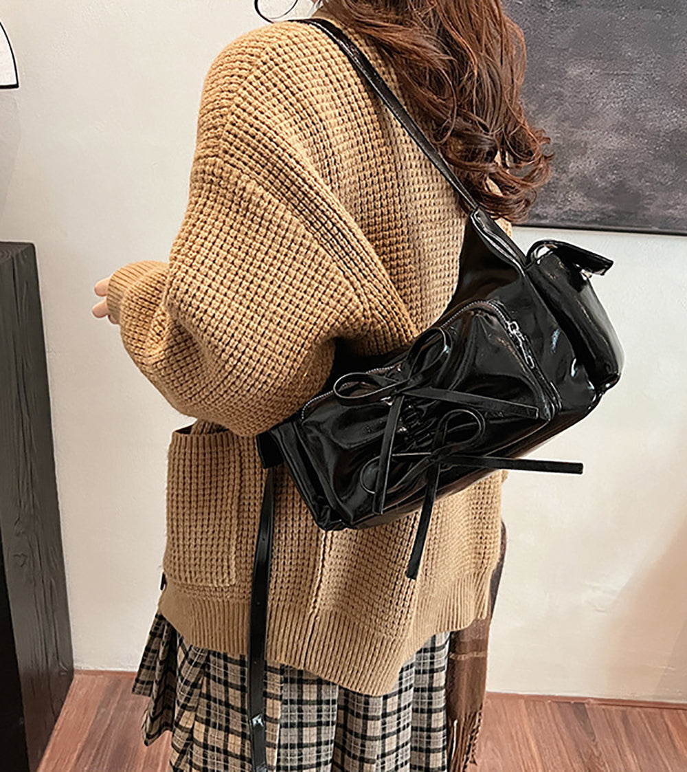 Black Solid One Handle Sling Bag