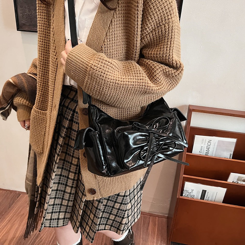 Black Solid One Handle Sling Bag