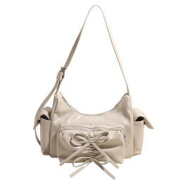 Off White Solid One Handle Sling Bag