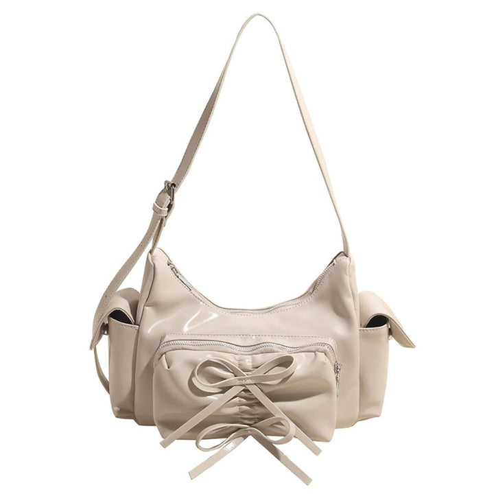 Off White Solid One Handle Sling Bag