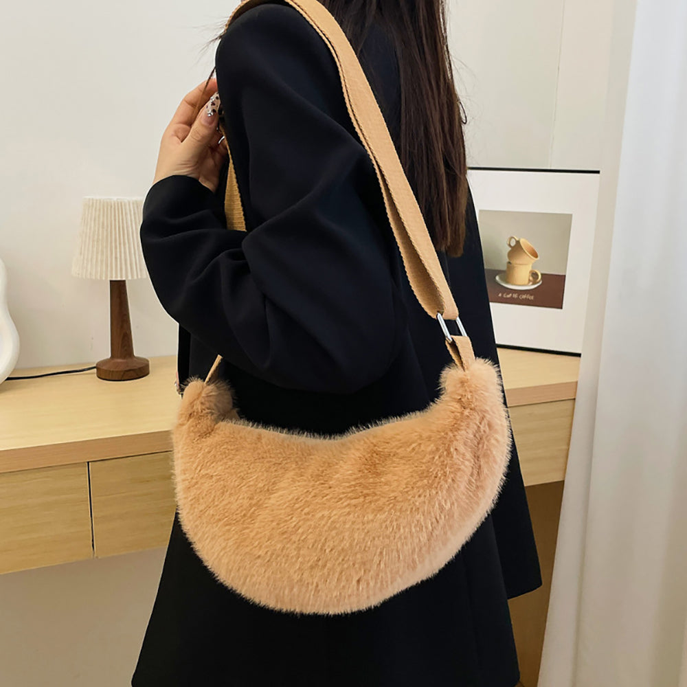 Women Self Design Half Moon Sling Bag
