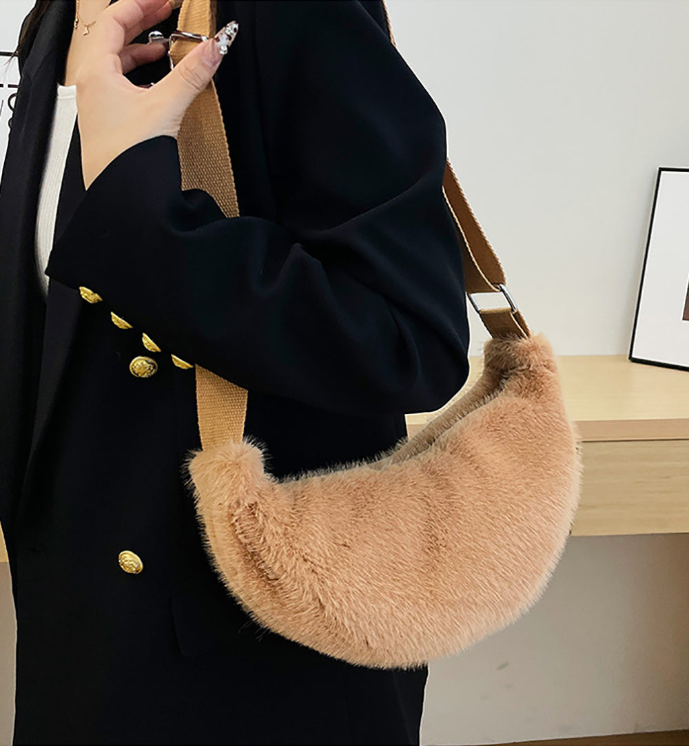 Women Self Design Half Moon Sling Bag