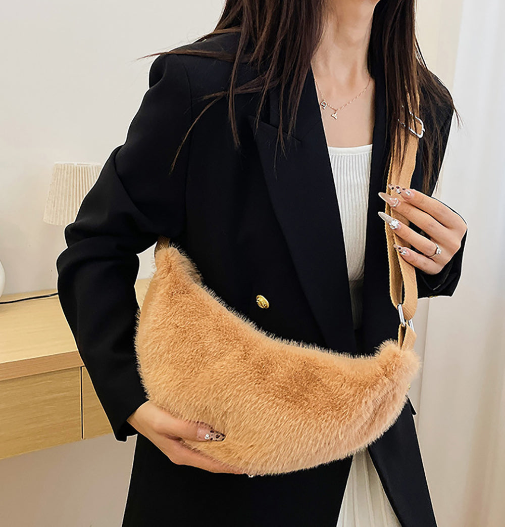 Women Self Design Half Moon Sling Bag