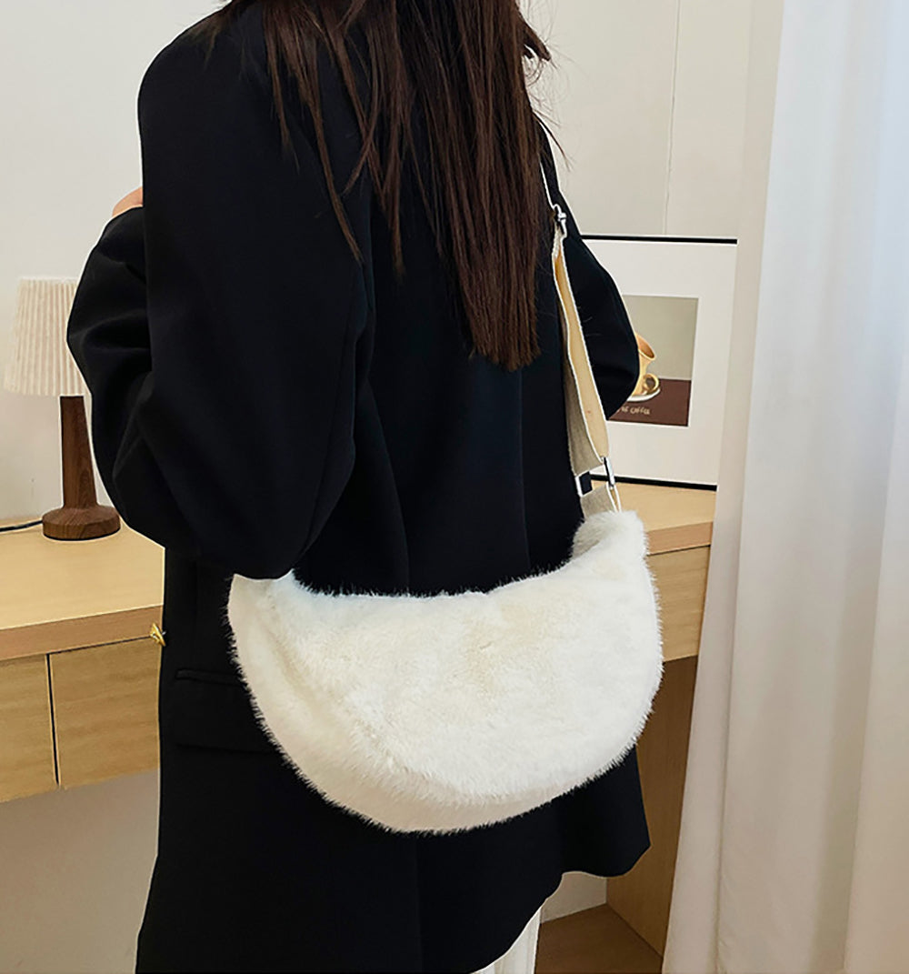 Women Self Design Half Moon Sling Bag