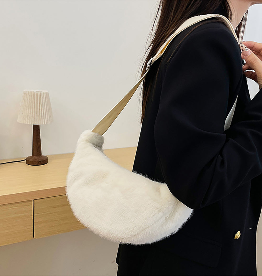 Women Self Design Half Moon Sling Bag