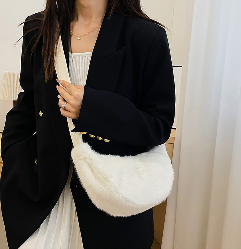 Women Self Design Half Moon Sling Bag