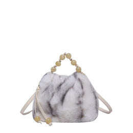 White Solid Two Handles Shoulder Bag