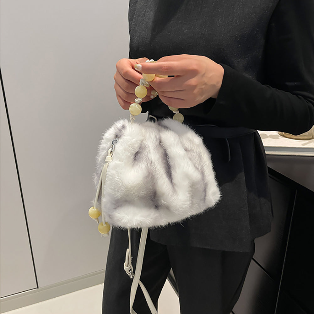 White Solid Two Handles Shoulder Bag