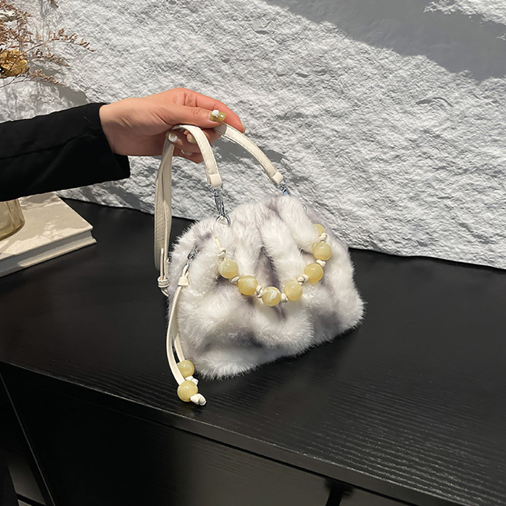 White Solid Two Handles Shoulder Bag