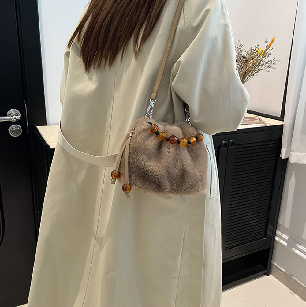 Coffee Solid Two Handles Shoulder Bag