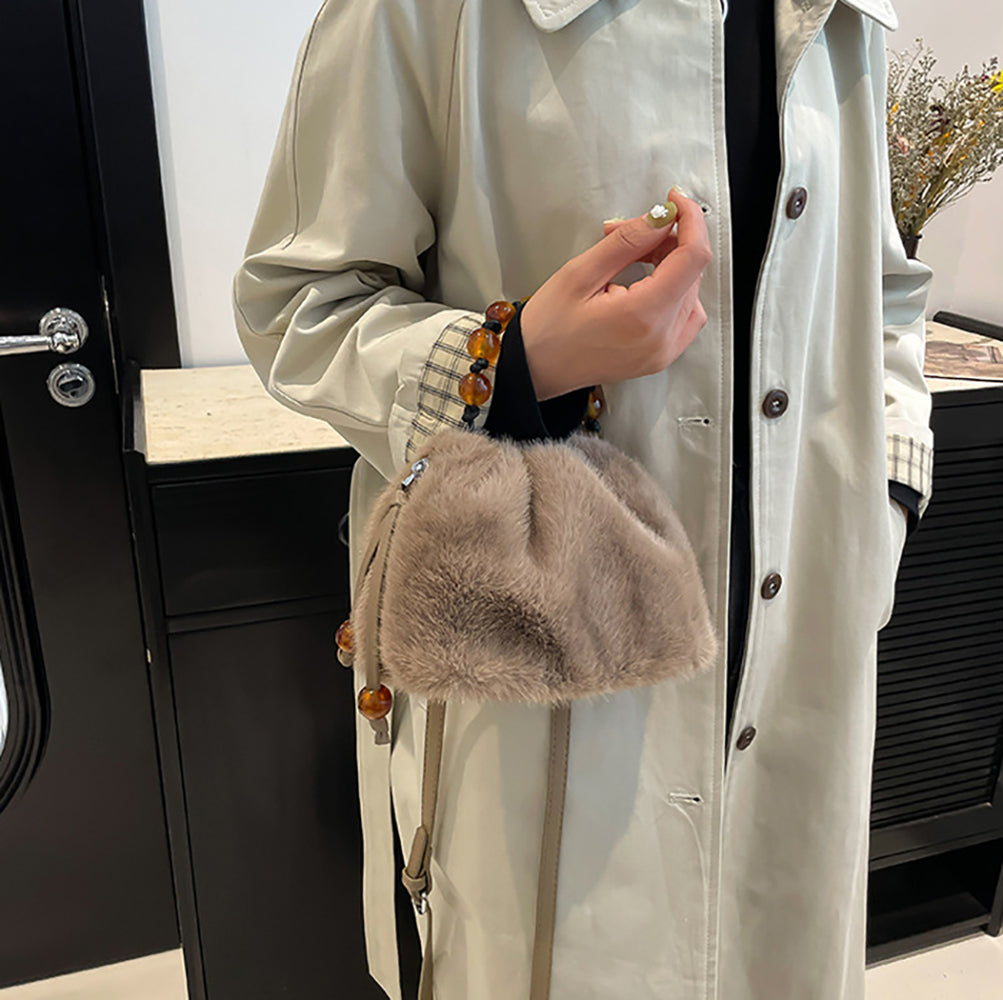 Coffee Solid Two Handles Shoulder Bag