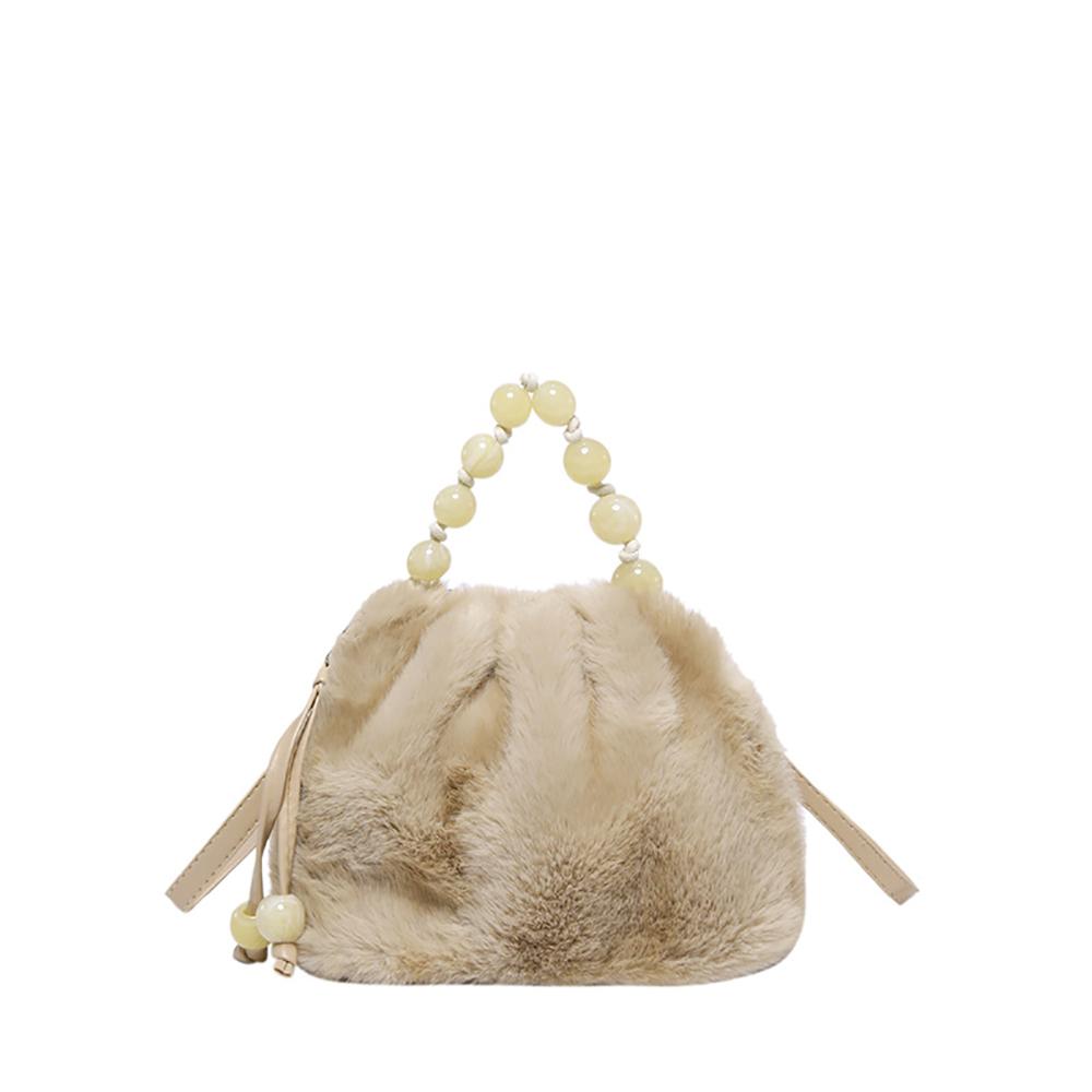 Khaki Solid Two Handles Shoulder Bag