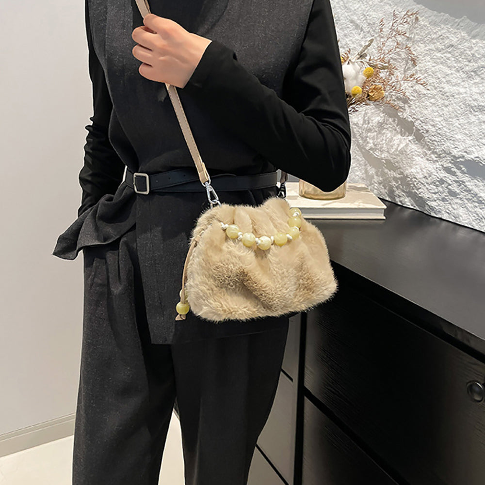 Khaki Solid Two Handles Shoulder Bag