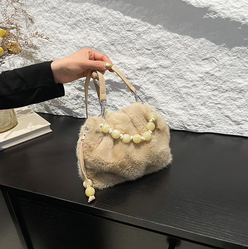 Khaki Solid Two Handles Shoulder Bag