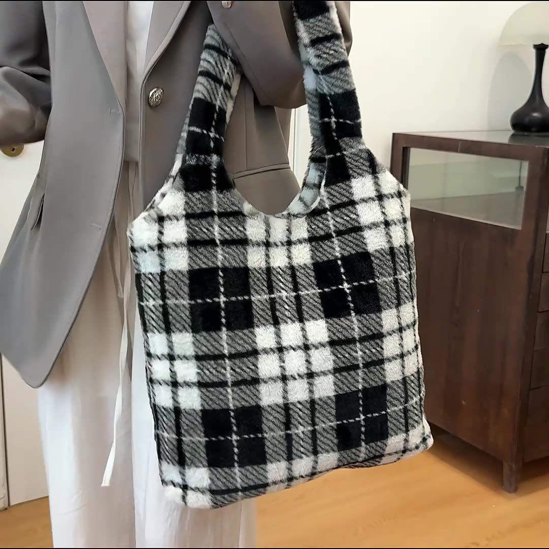 Women Checked Shopper Tote Bag