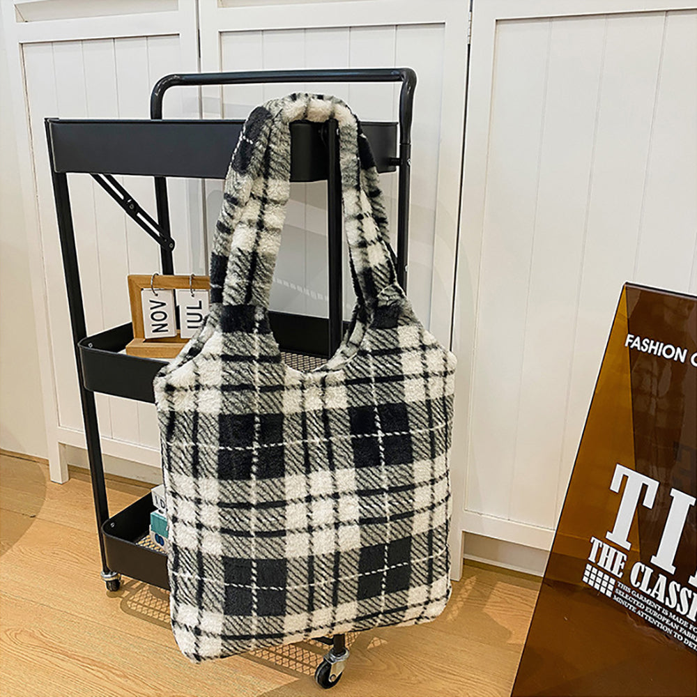 Women Checked Shopper Tote Bag