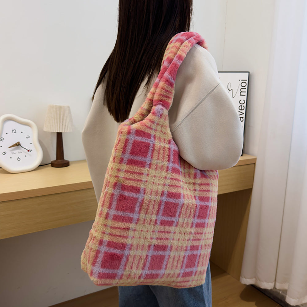 Women Checked Shopper Tote Bag