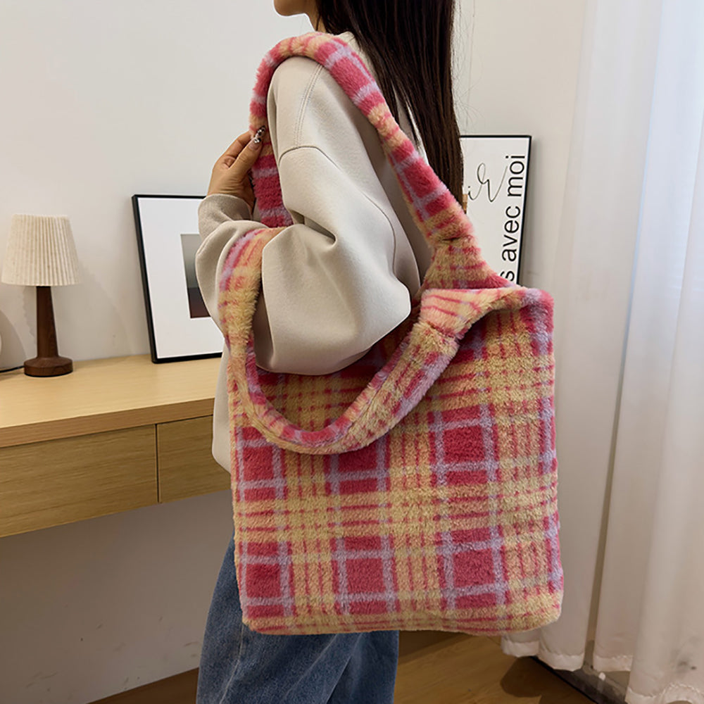 Women Checked Shopper Tote Bag