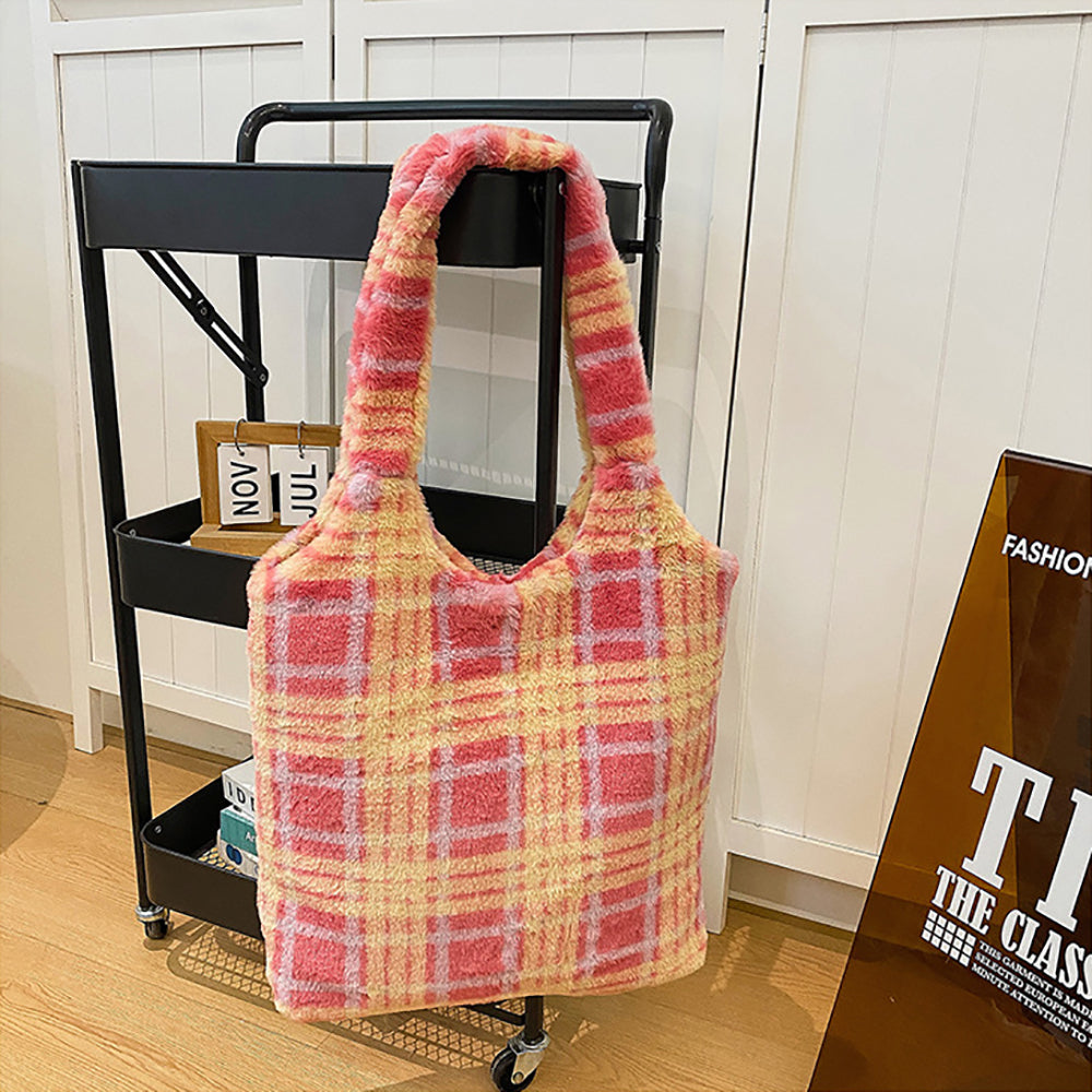 Women Checked Shopper Tote Bag