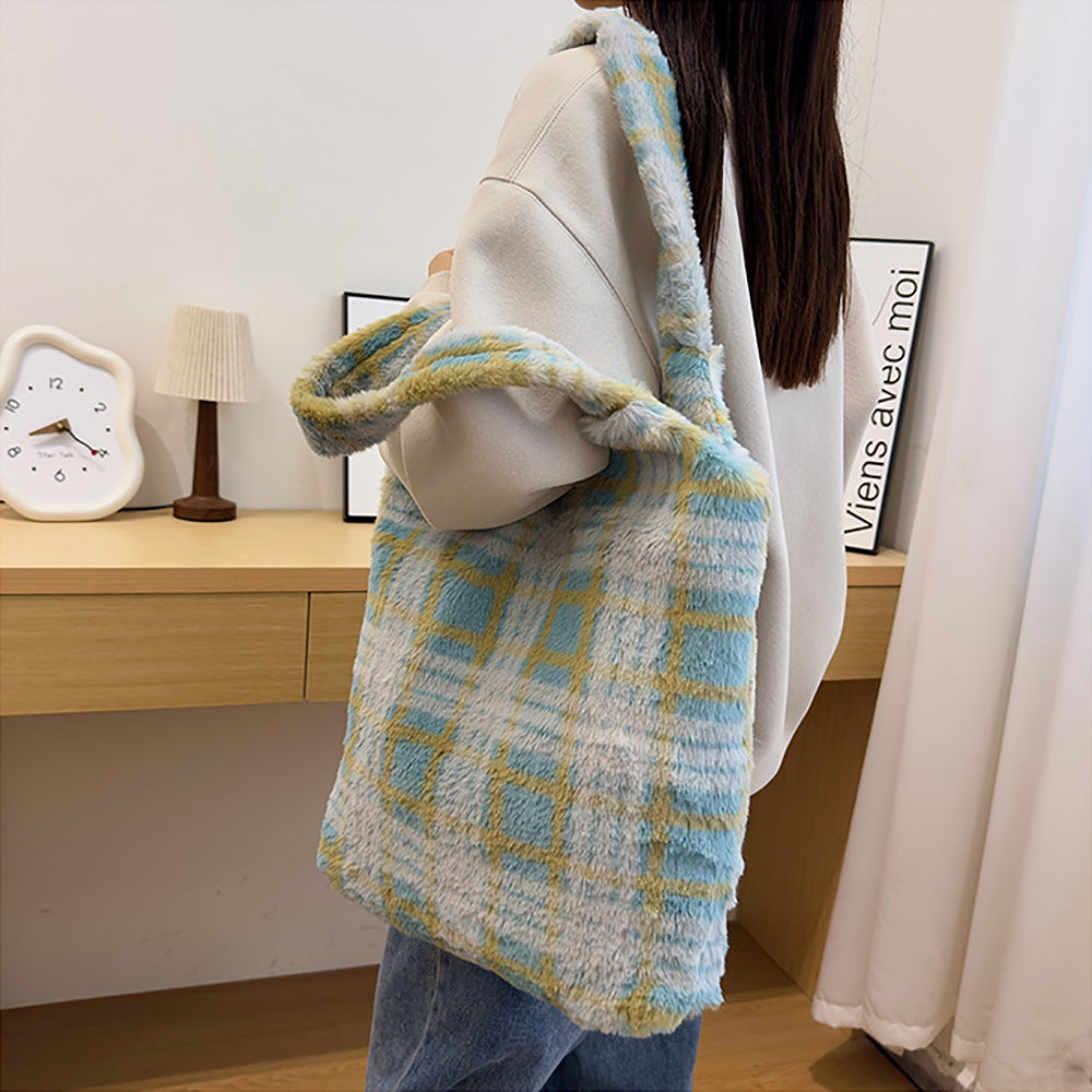 Women Checked Shopper Tote Bag