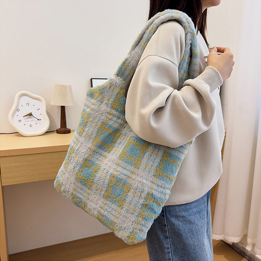 Women Checked Shopper Tote Bag