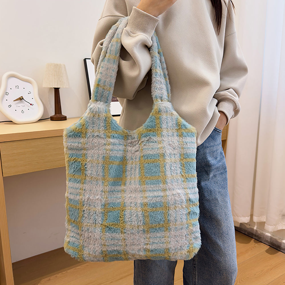 Women Checked Shopper Tote Bag