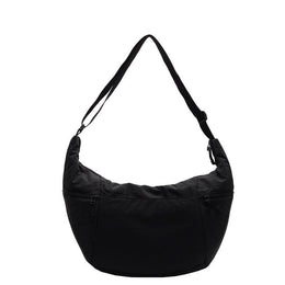 Black Solid One Handle Shoulder Bag