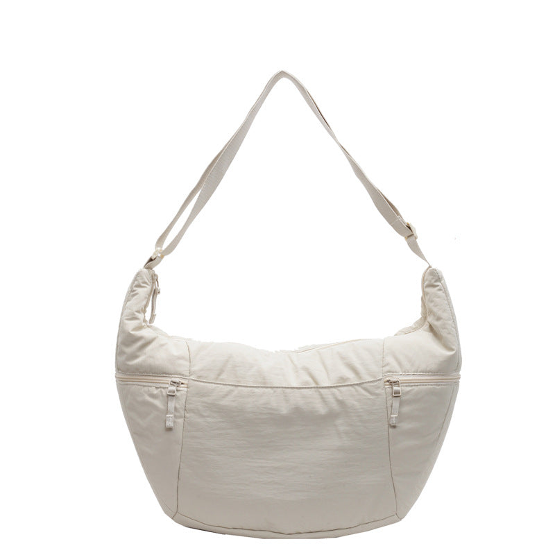 Off White Solid One Handle Shoulder Bag