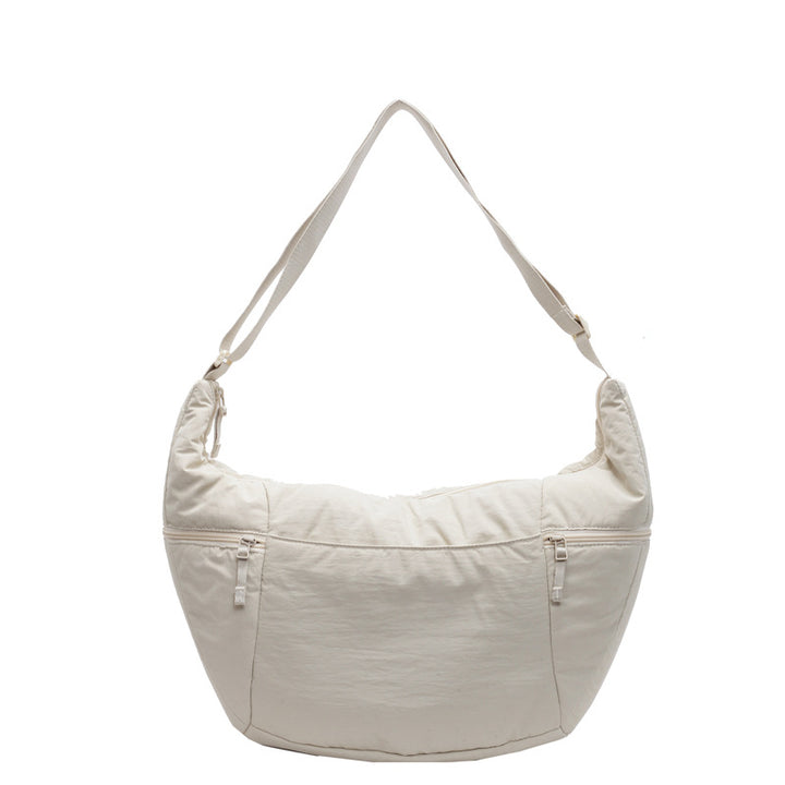 Off White Solid One Handle Shoulder Bag