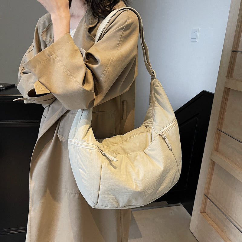 Off White Solid One Handle Shoulder Bag