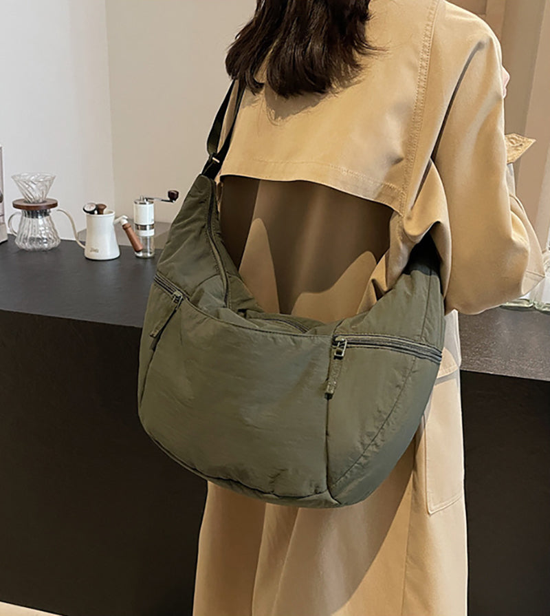 Green Solid One Handle Shoulder Bag
