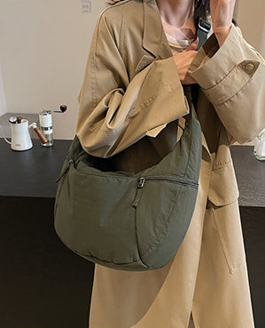 Green Solid One Handle Shoulder Bag