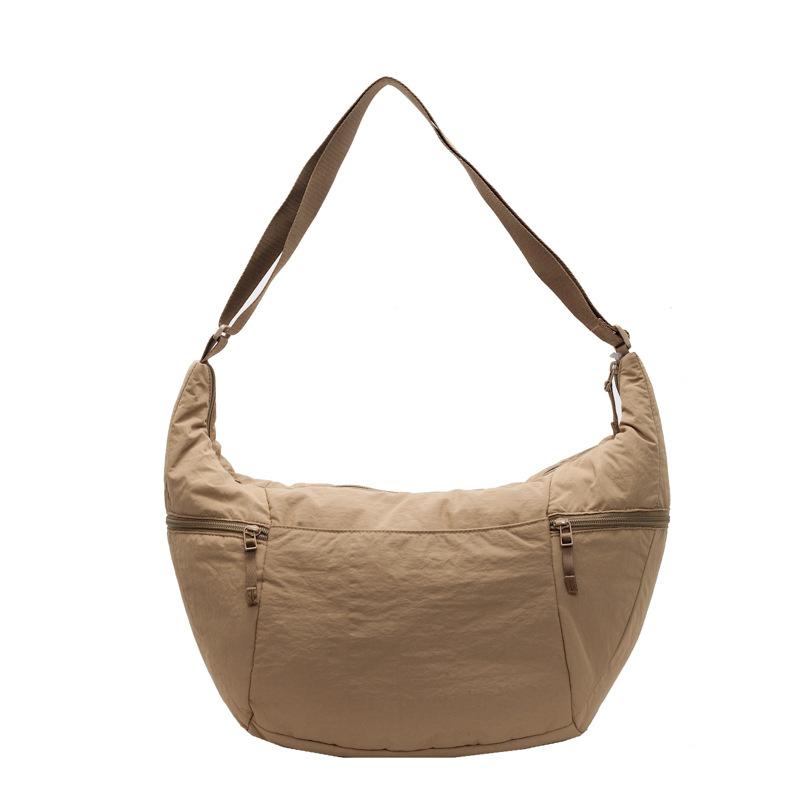 Khaki Solid One Handle Shoulder Bag