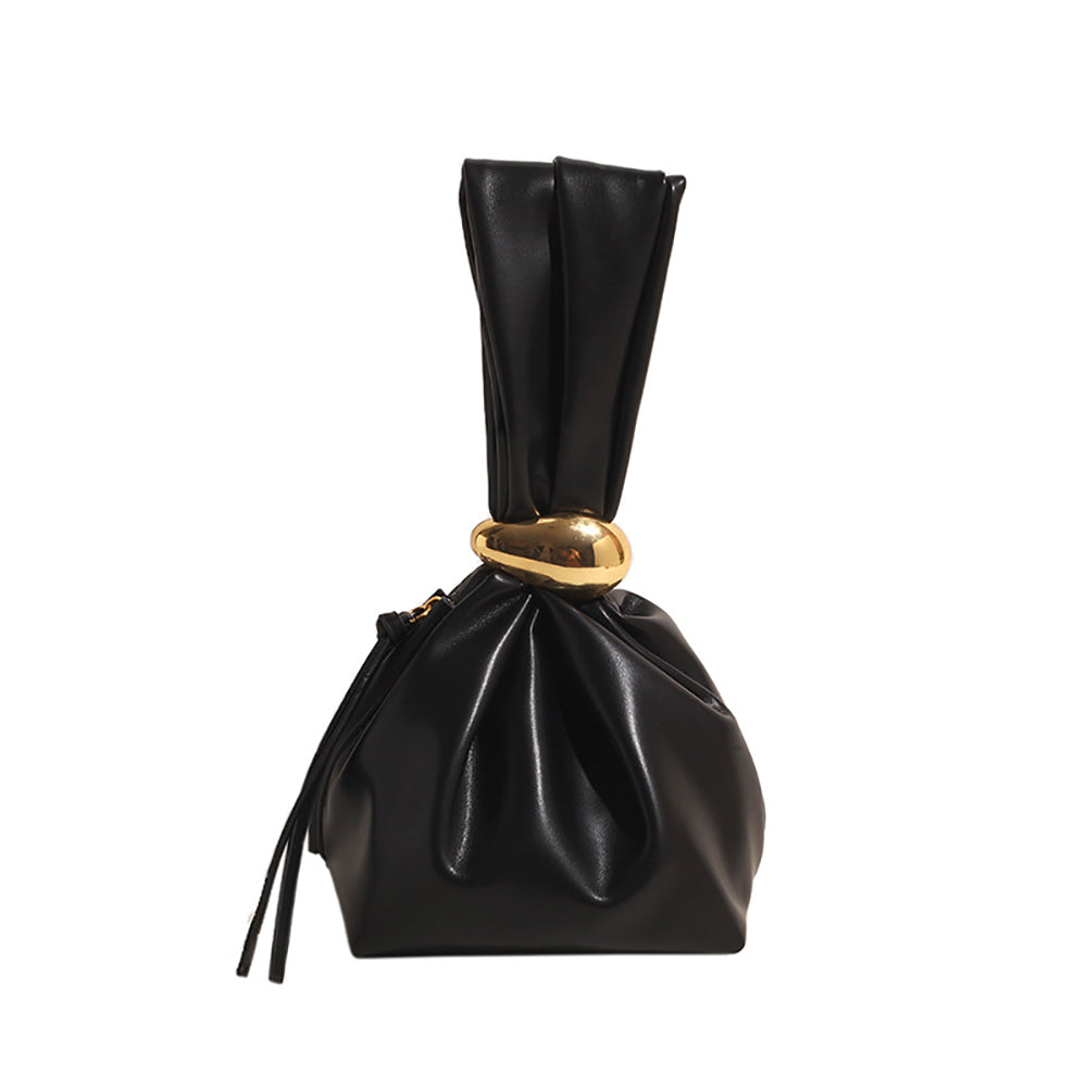 Black Solid One Handle Handheld Bag