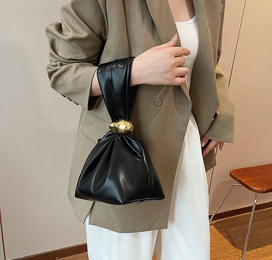 Black Solid One Handle Handheld Bag