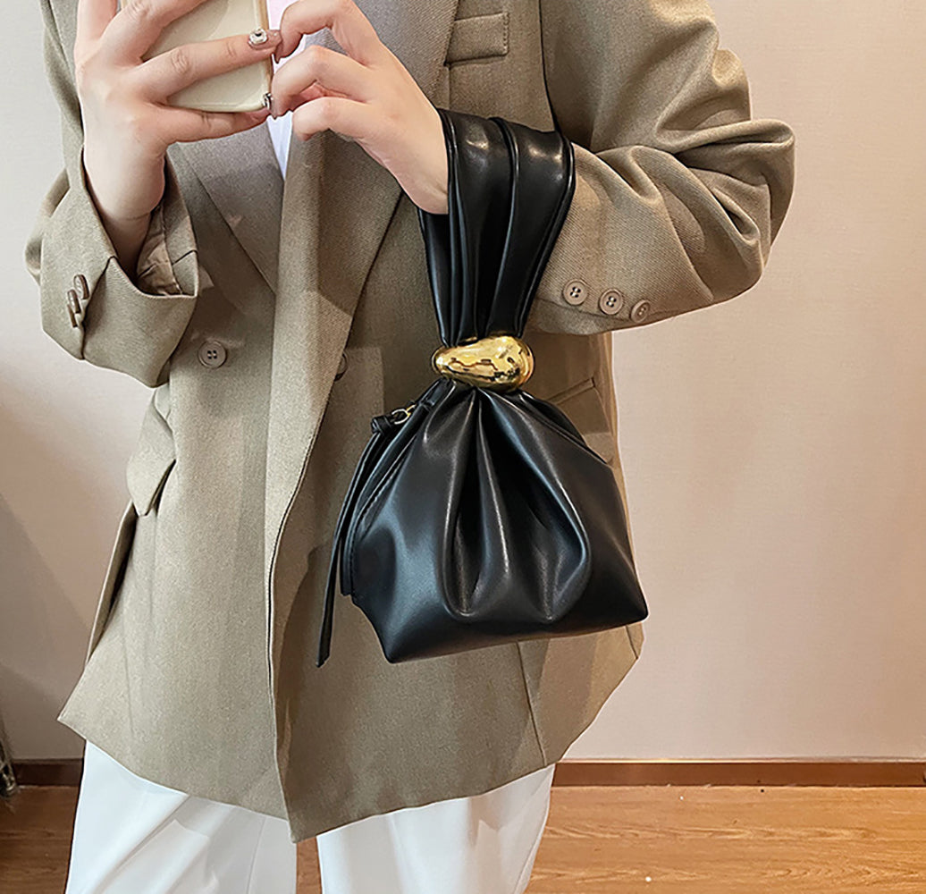 Black Solid One Handle Handheld Bag