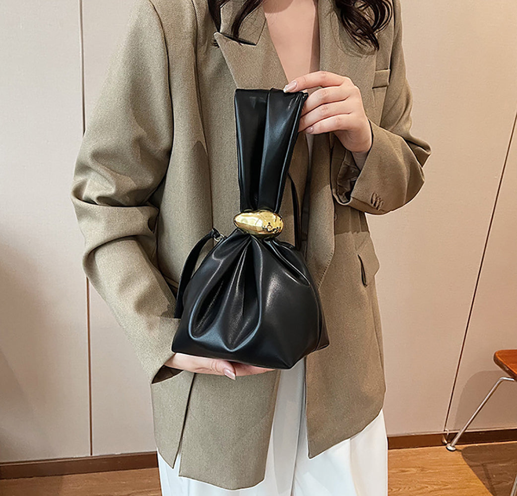 Black Solid One Handle Handheld Bag